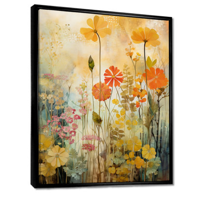 Décoration murale grunge rétro - fleurs sauvages