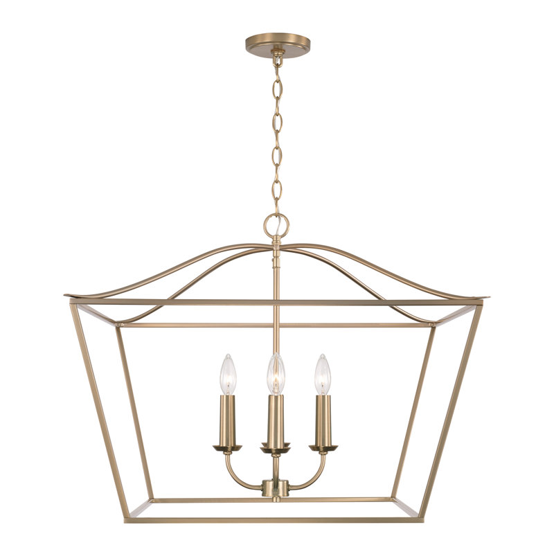 Luminaire suspendu 4 lumières Heidrun, Laiton mat
