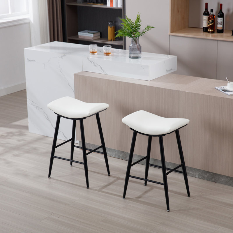 Ensemble de tabourets de bar avec repose-pieds et repose-pieds en métal, Blanc