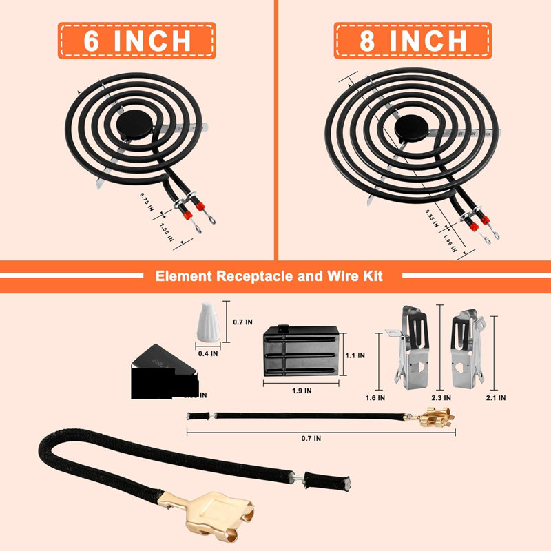 Ensemble de remplacement pour réchaud et prise électrique (2 x 6 "+ 2 x 8") MP15YA MP22YA