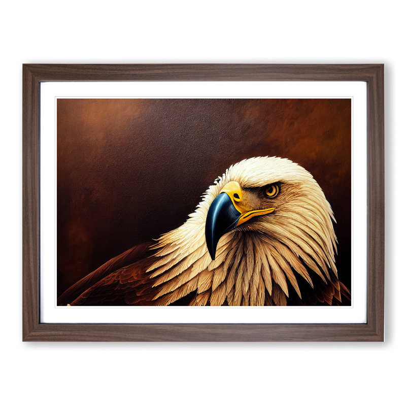 Entrancing Eagle Bird - Single Picture Frame Print, 34cm H x 46cm W x 2cm D, Walnut