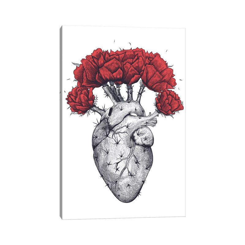 Cactus Heart by Valeriya Korenkova - Wrapped Canvas Print, 66.04 cm H x 45.72 cm W