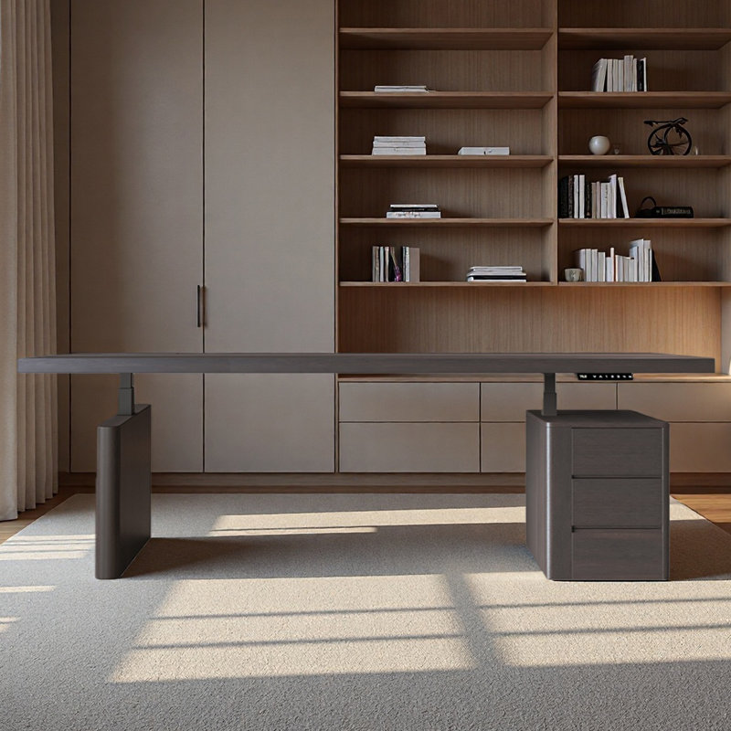Computer Desk, Tan, 52.76" H x 86.61" W x 33.46" D
