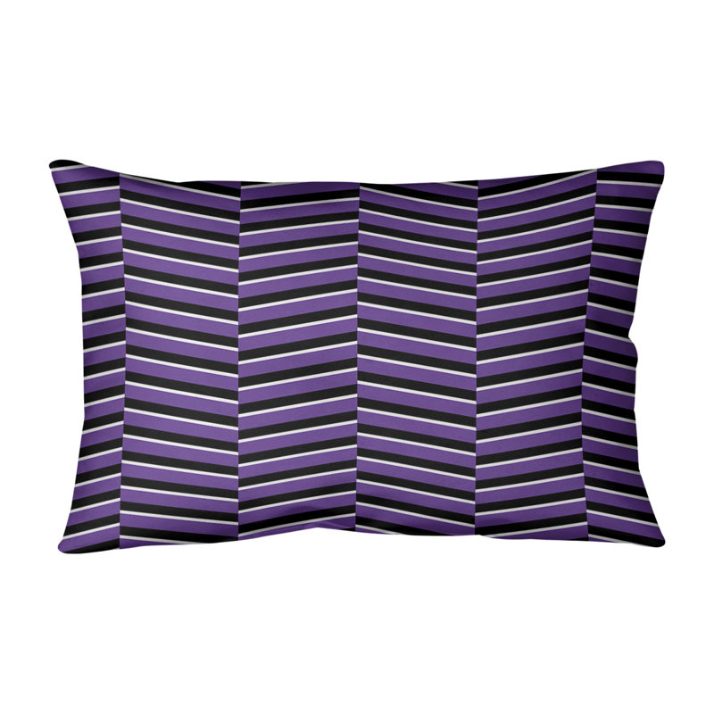 Coussin lombaire à rayures fracturées, H 14 po x l 20 po, Polyester / Bourre en polyester, Violet