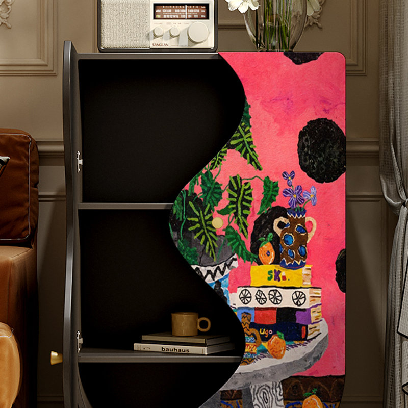 Abstract Art Solid Wood Storage Cabine