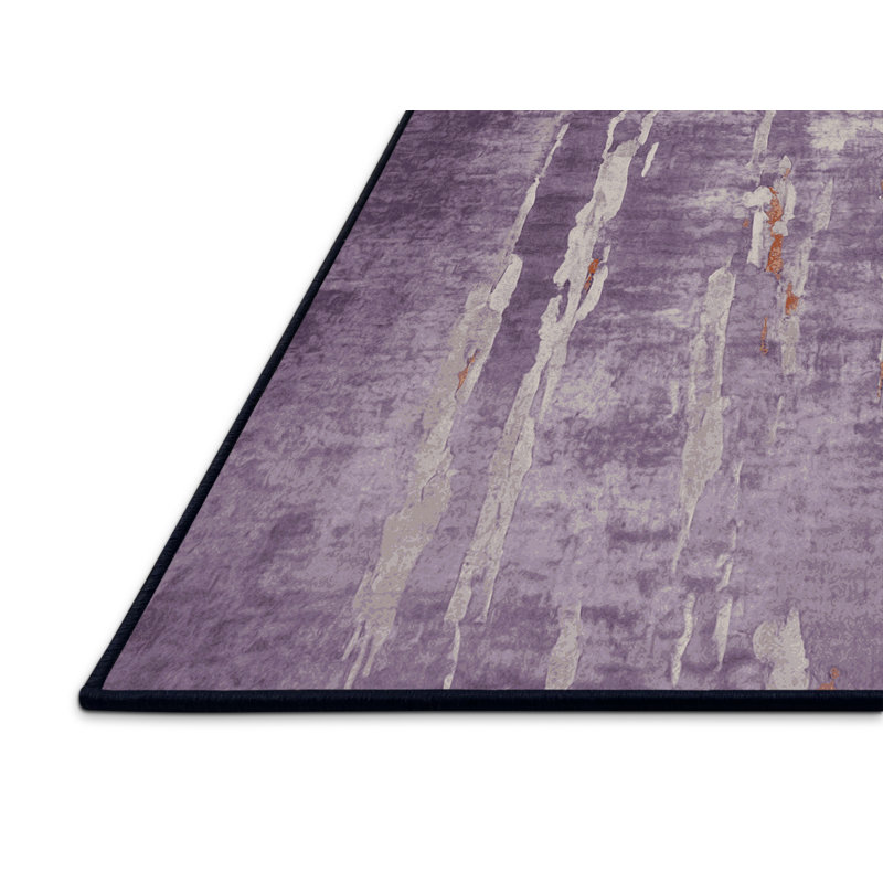 Tapis mauve soyeux et moelleux, Rond 4 pi