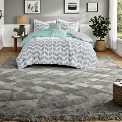 Hypoallergenic Aqua Bedding Sets, Polyester Comforter, Modern Style, Home Bedroom
