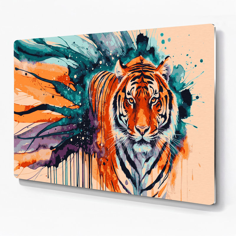 Wildlife Bengal Tiger Beige Metal Wall Art, 11" H x 14" W