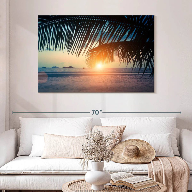 Gillard Sunset Beach Palm Leaves, H 32 po x l 48 po