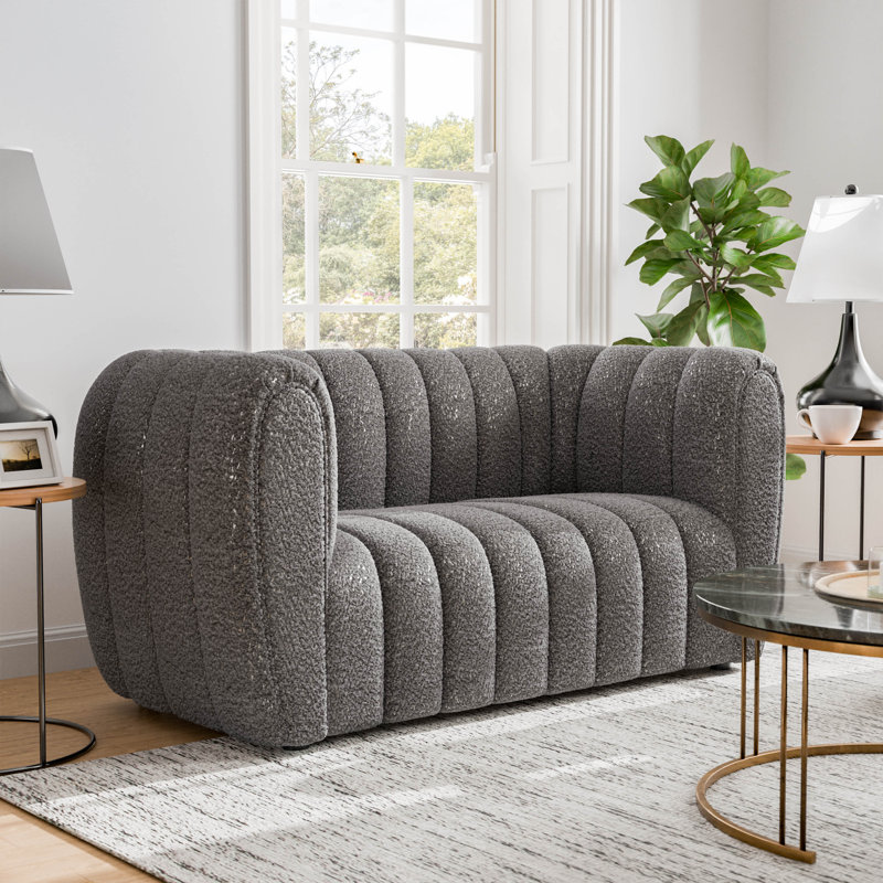 Celal Upholstered 63'' Loveseat, Charcoal Gray 100% Polyester, 31.5” H x 63” L x 34.5” W