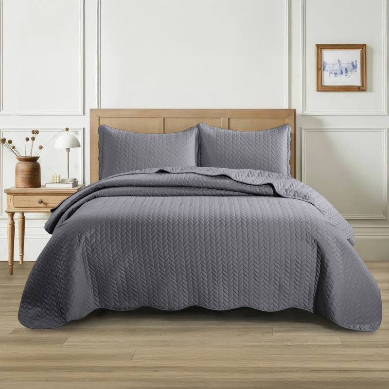 Ensemble de couvre-lit matelassé embossé - Couvre-lit en microfibre ultra doux avec taies décoratives, literie de style hôtel pour tous les lits