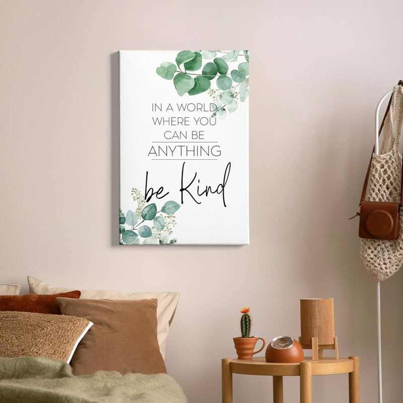 Be Kind Inspirative, toile encadrée, Eucalyptus