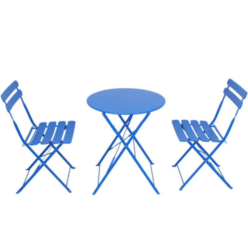 Balcony Bistro Chair Table Set For Patio Weekend Hangouts & Backyard Comfortable Dining, Blue