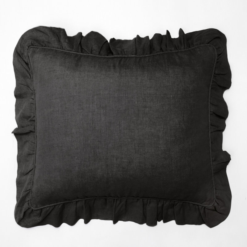 Linen Lumbar Pillow Cover & Insert, Asphalt, Lumbar 31" H x 37" W