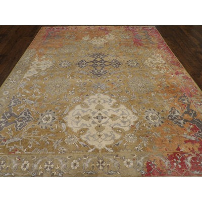 Anyea One-of-a-Kind 8' x 10' New Age Area Rug in Gold/Red