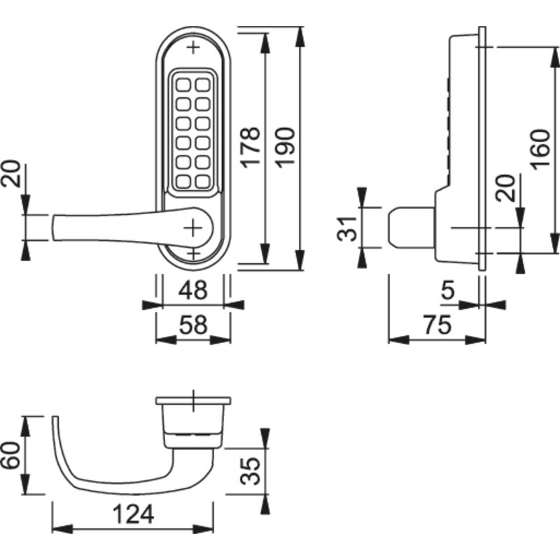 Keyless Right Hand Door Handle, Matt Chrome