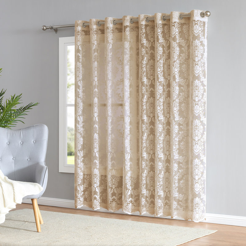 Panneau de rideau simple semi-diaphane avec œillets Lisa, L 102 po x L 84 po, Brun