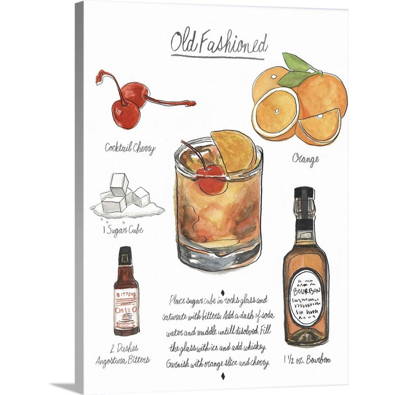 «Classic Cocktail - Old Fashioned» par Naomi McCavitt, reproduction d'art sur toile, Toile tendue