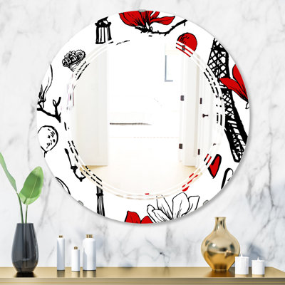 Triple C Paris Eiffel Hearts I Eclectic Frameless Wall Mirror