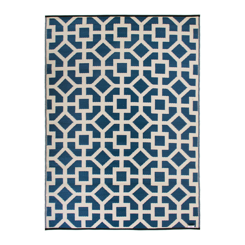 Rectangle Aubreyjo Geometric Navy/Ivory Indoor&Outdoor Area Rug, Rectangle 3'4" x 5'