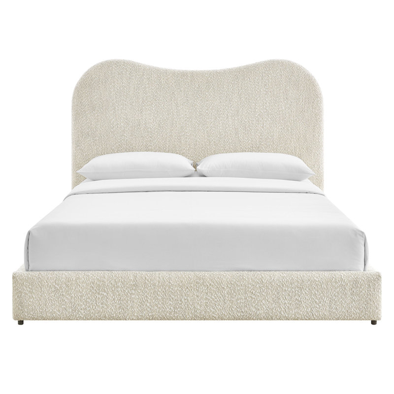 Seluna Boucle Queen Platform Bed, Pearl
