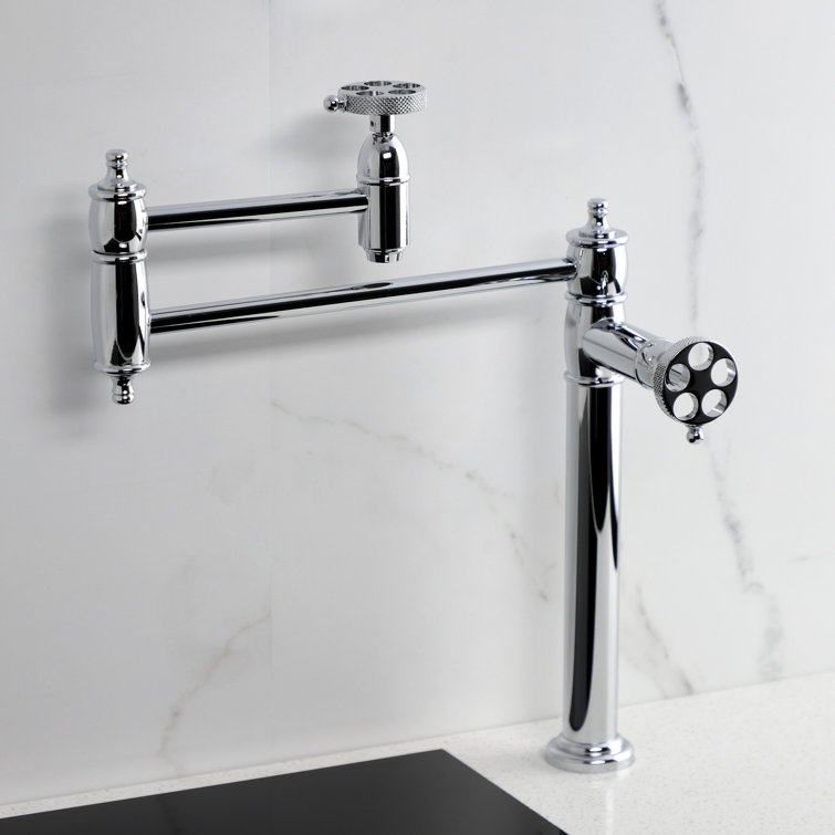 Kingston Brass Webb Two-Handle 1-Hole Deck Mount Pot Filler Faucet with Knurled Handle