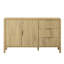 Modern Wave-Pattern Sideboard with 3 Drawers, Large Storage Buffet Cabinet with Hooks and Extra Centre Leg