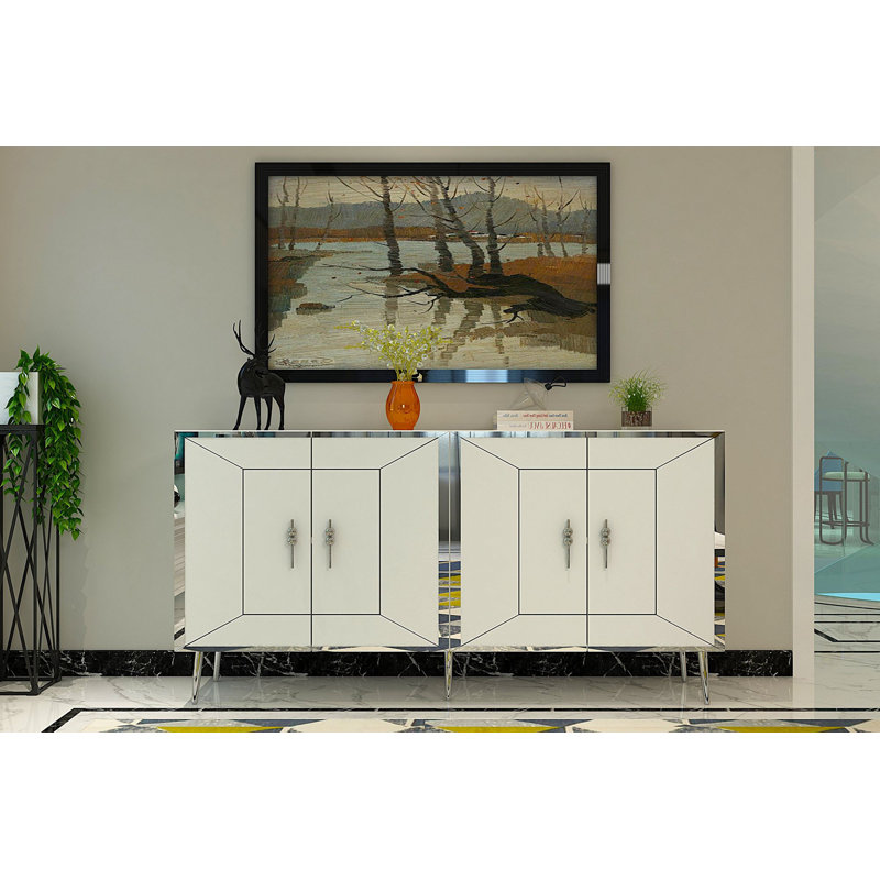 Olivia 150cm Console Table, Cream/Silver