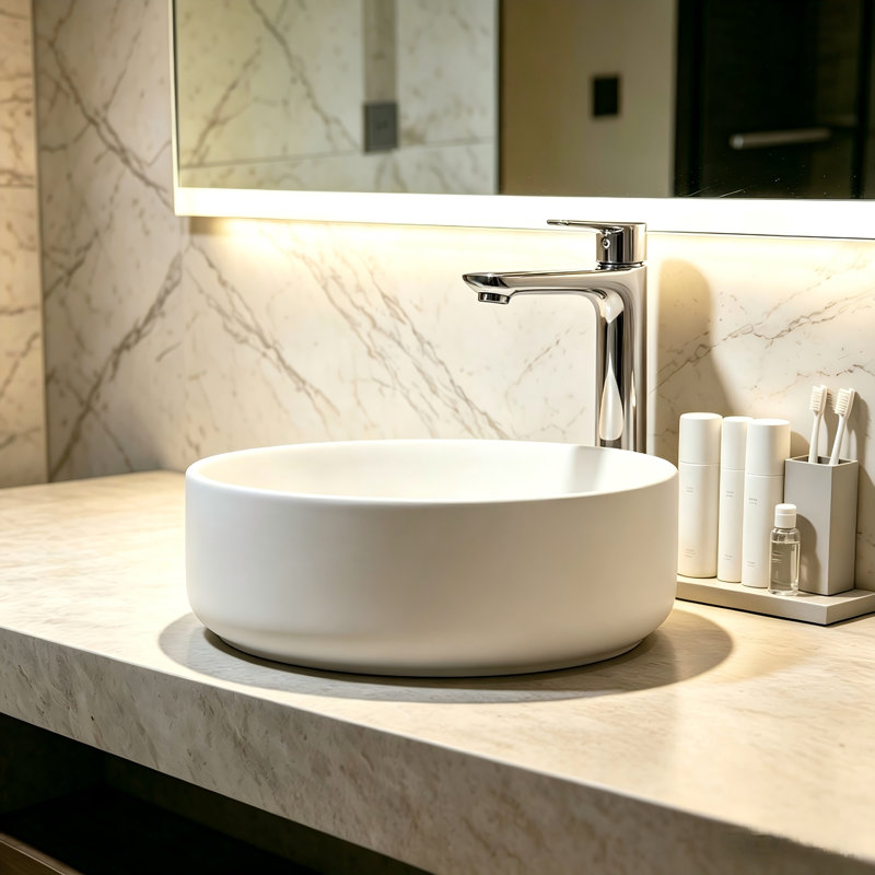 Yingze 14" Small Round Vessel Sink, Modern Thin Rim Bathroom Basin, Ceramic Vanity Top Bowl, Glossy White, Glossy White