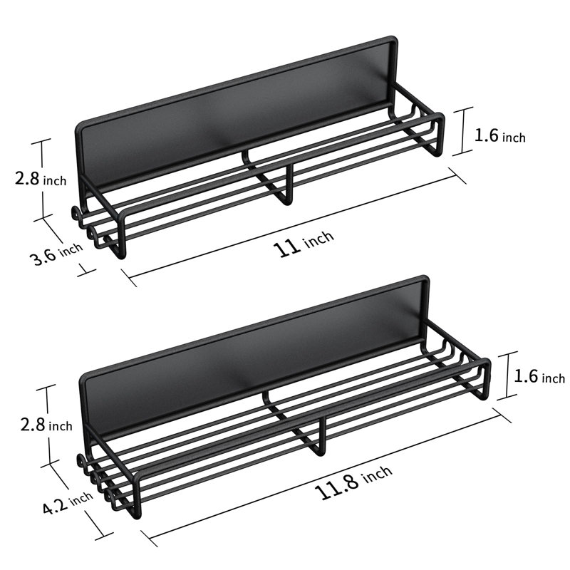 Ensemble de 2 étagères à épices magnétiques, tablette magnétique pour réfrigérateur, rangement magnétique suspendu pour organisateur de cuisine, support de pot en métal