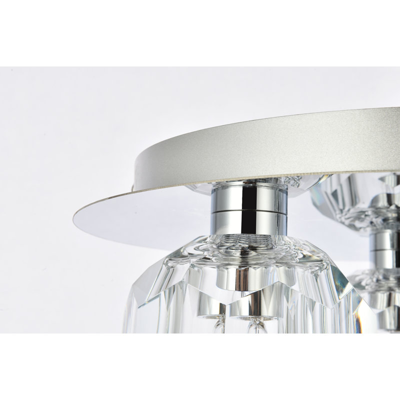 Plafonnier encastré en cristal Whitchurch, Chrome, 3 lumières, H 4 po x l 12 po x P 12 po