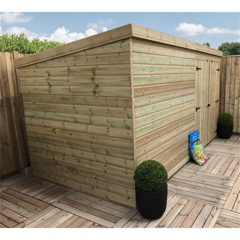 Compass 14 ft. W x 8 ft. D Solid Wood Garden Shed