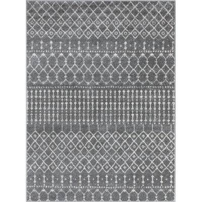 Gazaway Diamond Grey Moroccan Trellis Area Rug