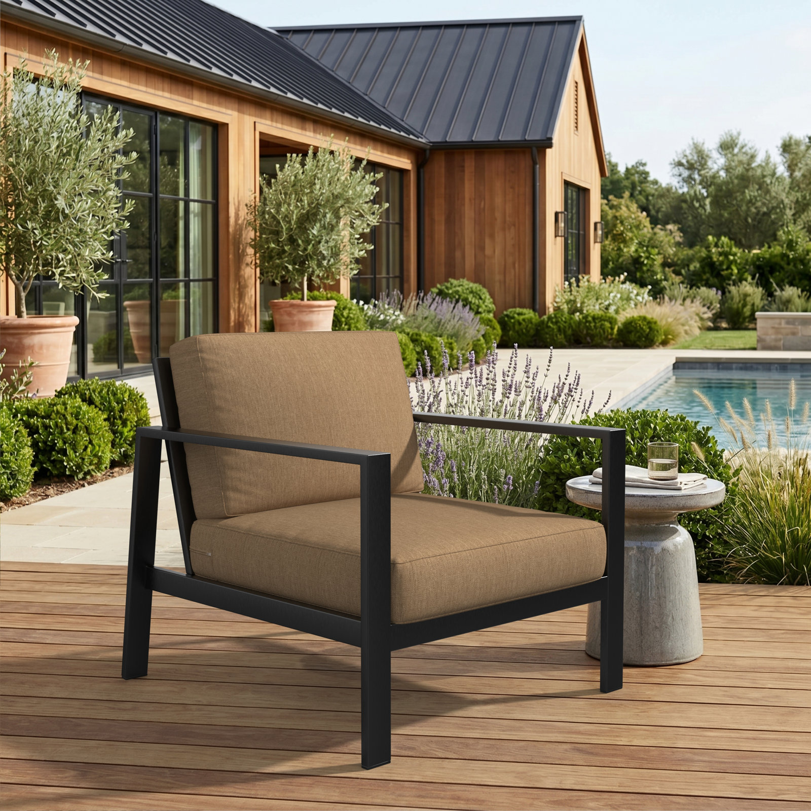 Lani 29" Sunbrella® Seat and Back Cushion, Canvas Heather Beige Sunbrella® Canvas