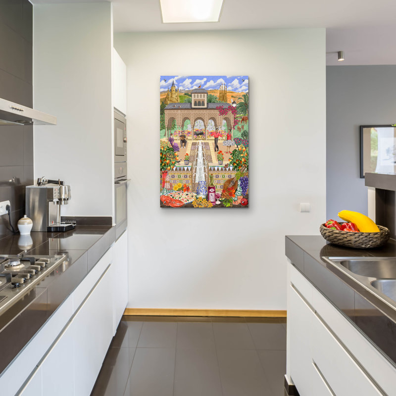  «Jardin espagnol» par Gale Pitt, art mural en verre acrylique, 24 po x 36 po, H 36 po x l 24 po