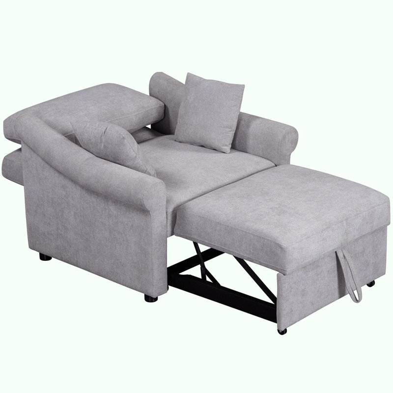 Chenille Convertible Sleeper Sofa, Gray