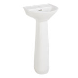 17" Lanken 34" Tall White Porcelain Irregular Pedestal Bathroom Sink with Overflow