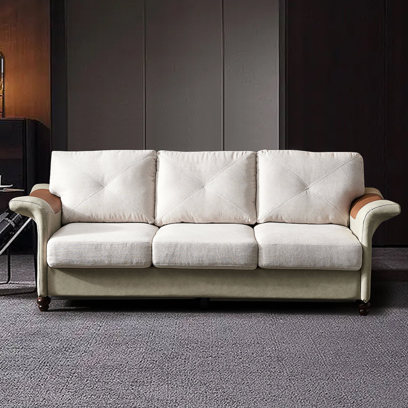 Canapé à accoudoirs arrondis 84,65 po Arenzville, Polyester beige