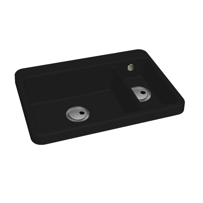 Abode Designs 496mm W Granite Kitchen Sink with 4 Faucet Holes, Black
