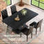 Ensemble de table à manger moderne noir avec chaises, panneau de fibres à densité moyenne et cuir synthétique pour la maison