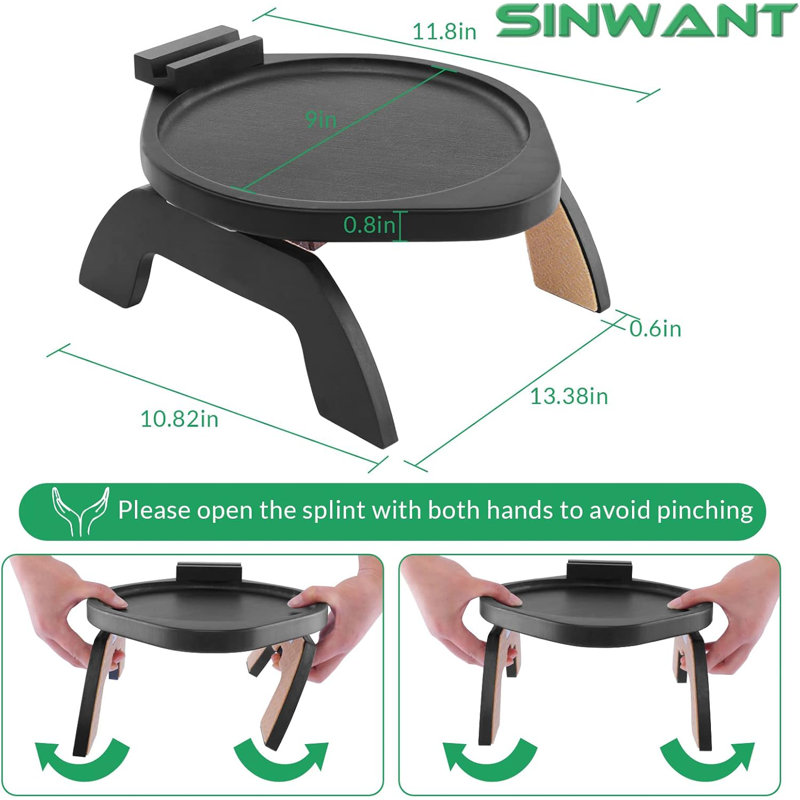 Sofa Armrest Tray, Clip On Couch Arm Table, Foldable Sofa Arm Tray With 360° Rotating Phone Holder,Side Tables,TV Trays, Sofa Table For Eating And Drink Table
