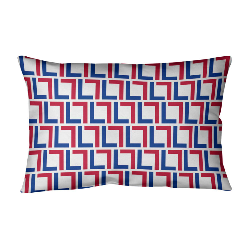 Housse de coussin rectangulaire et insert Buffalo Football Luxury, Blanc / Bleu / Rouge, Simili daim