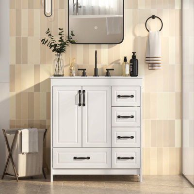 30'' Single Bathroom Vanity With Ceramic Top