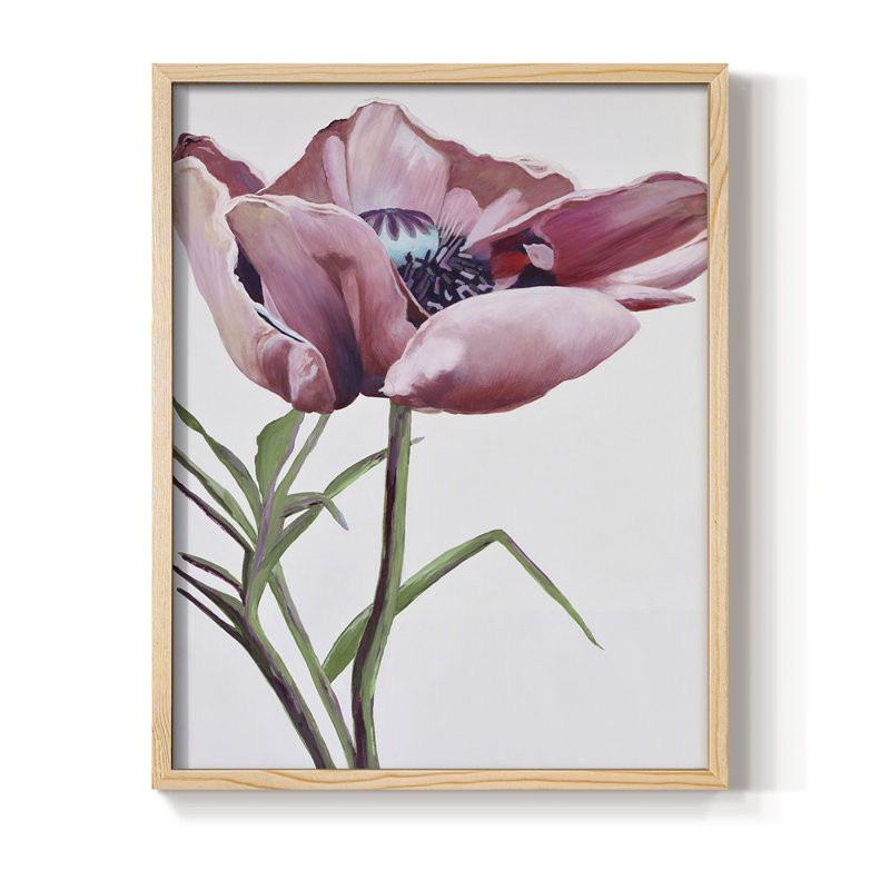 Paris Poppy Framed Print - Solid Wood, Natural, 11" H x 9" W