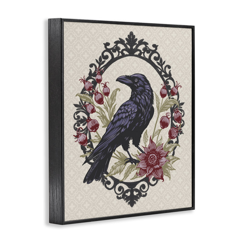«Never More Ornate Raven», estampe numérique, design par Radhika Modi, H 14 po x l 11 po, Giclée encadrée noir minuit