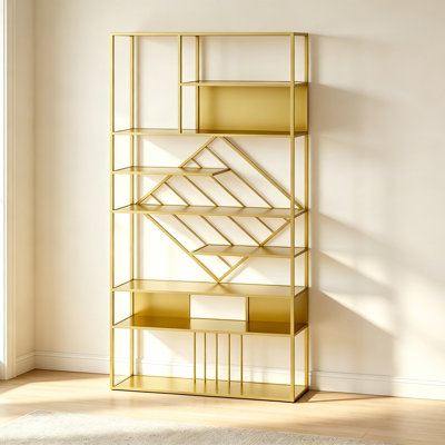 Metal Geometric Open Bookcase Display Shelf