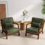 Jyrin 25.8" Wide Mid Century Upholstered Faux Leather Solid Wood Accent Chair with an Extra Pillow-1878235846-1878235844
