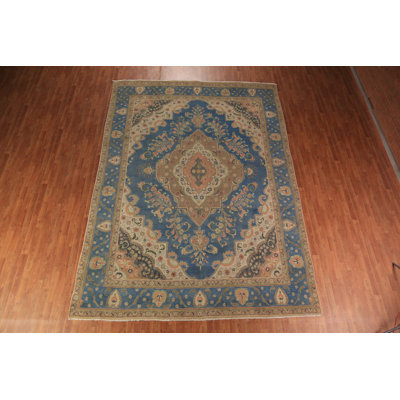 Blue Floral Medallion Traditional  Area Rug 9x13