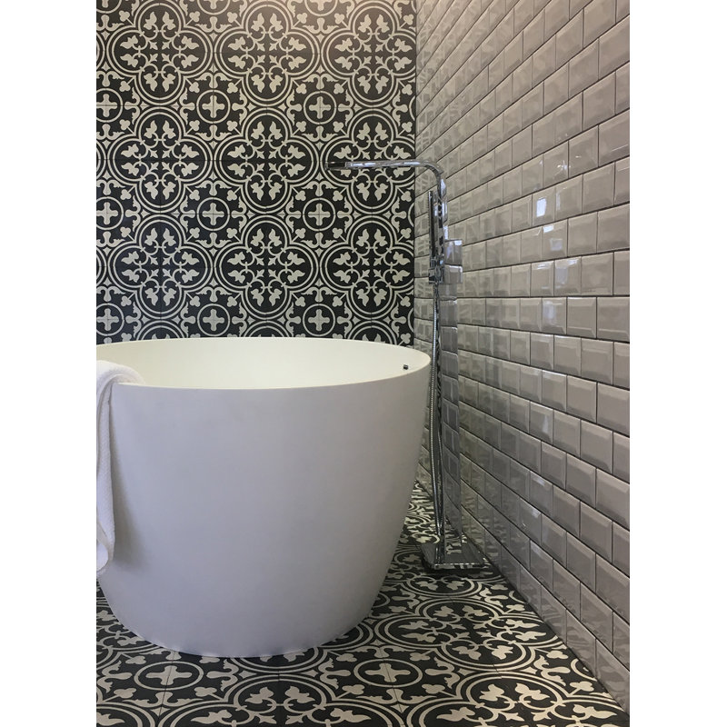 Cemento 8" x 8" Cement Patterned Wall & Floor Tile, Parisian Blanc