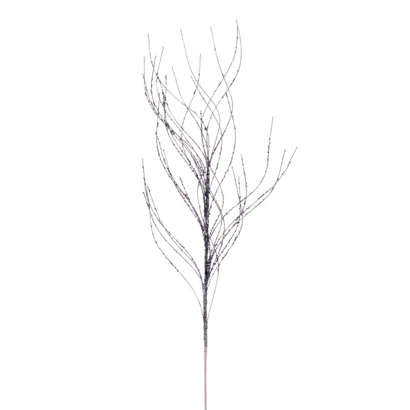 37" Wavy Twig Glitter Spray, 6 per bag., Gray